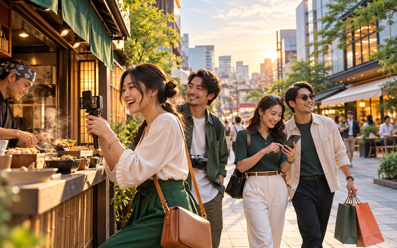 日本で食、買い物、SNS投稿を楽しむタイ人旅行者
